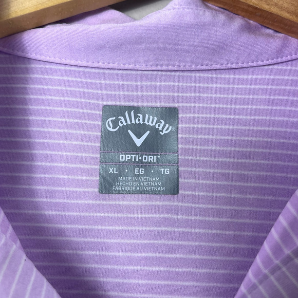 Men's Purple Striped Callaway Polo Shirt XL - Picture 2 of 5